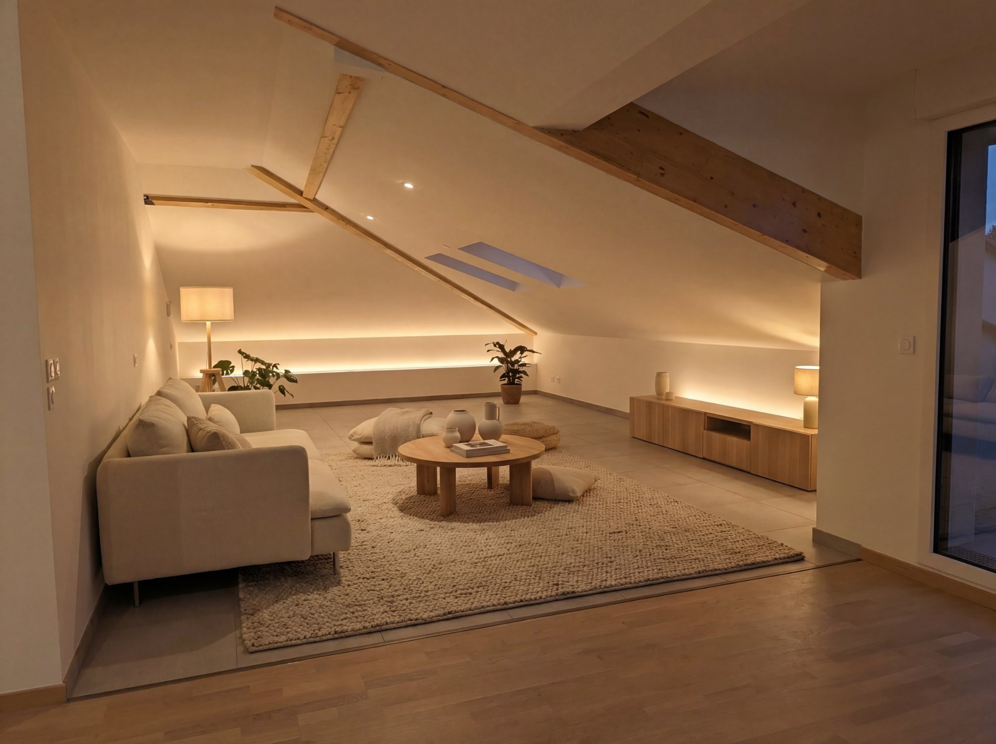 Mansarde meublée après staging